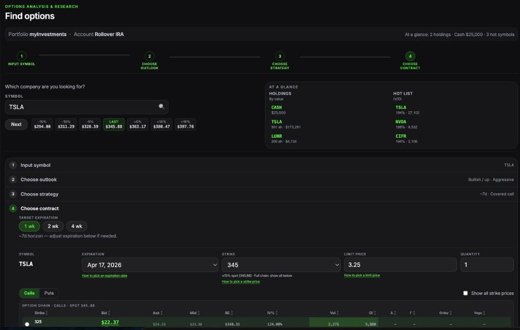 xOptions strategy builder screenshot